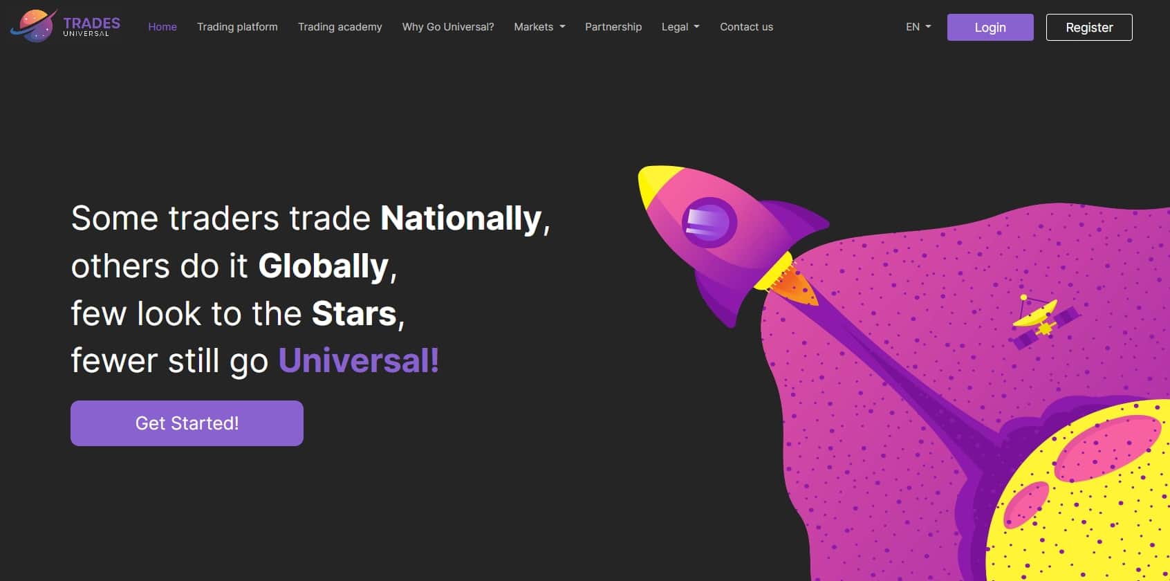 Trades Universal homepage